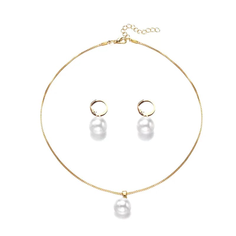 2 Pieces Of Round Pearl Jewelry Set, Earrings, Pendants, Necklaces, Ladies' Exquisite And Fashionable Wedding Jewelry Set,Gifts