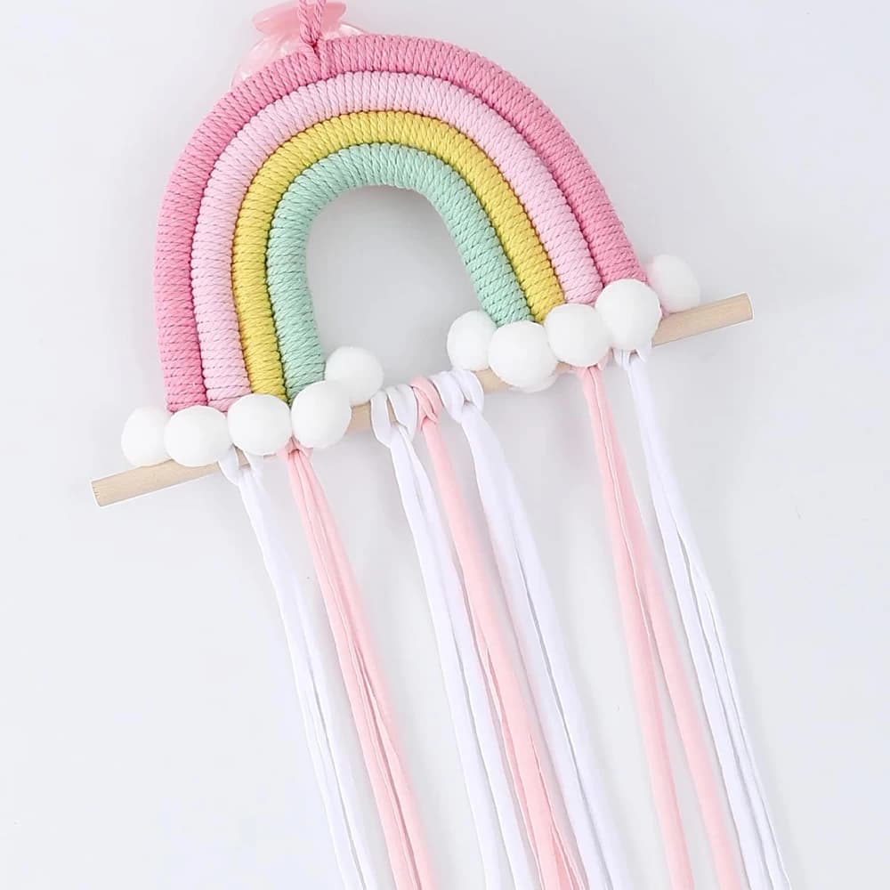 Hair Accessories Hanging Storage Rack, Wall Decoration, Hair Bow Storage Belt, Braided Rainbow Baby Hairpin Accessories Stand
