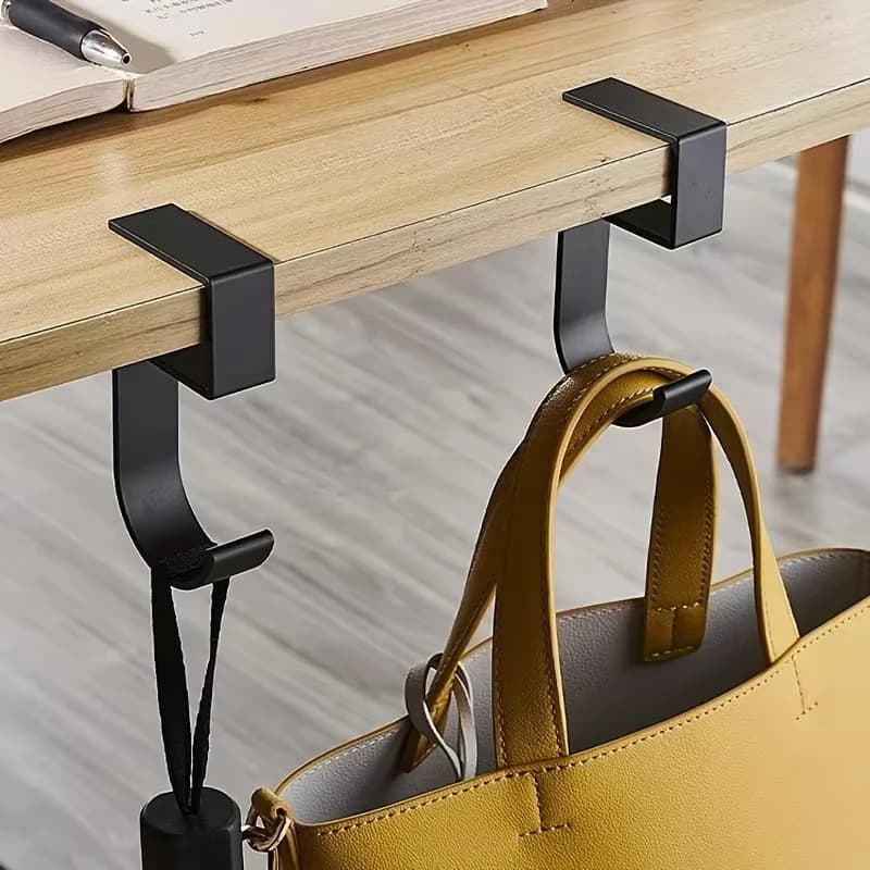 Desk Hook Organizer Anti-Slip Design Sleek Black White for Office Student Desk Organization Bag Storage Utility Hooks