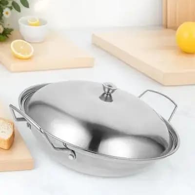 Stainless Steel Double Handle Hot Pot with Lid