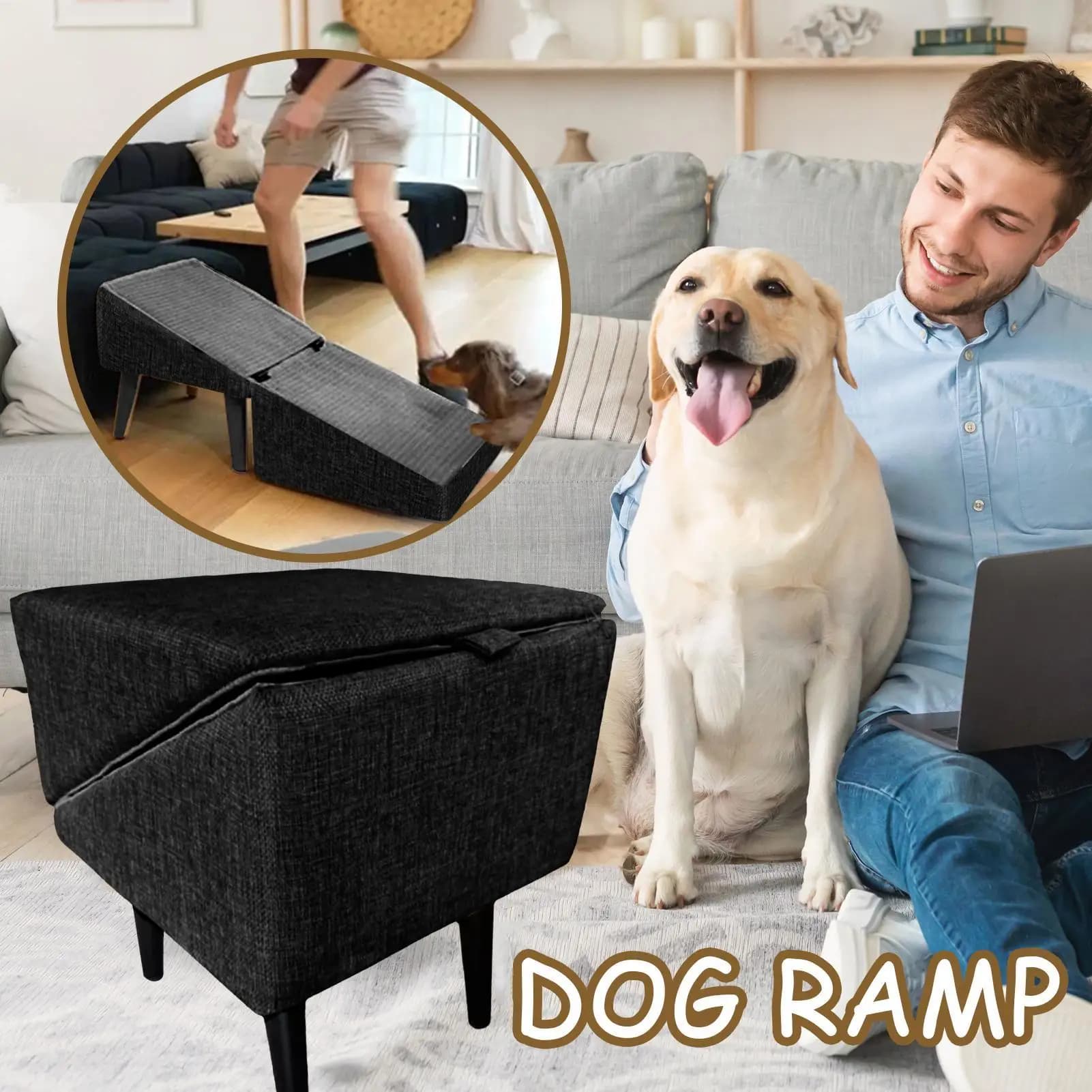 Foldable Pet Ramp for Bed and Vehicle