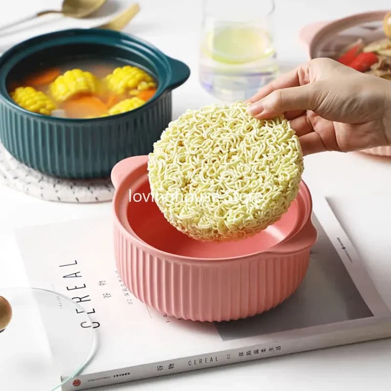 Ceramic Bowl with Glass Lid Stockpot