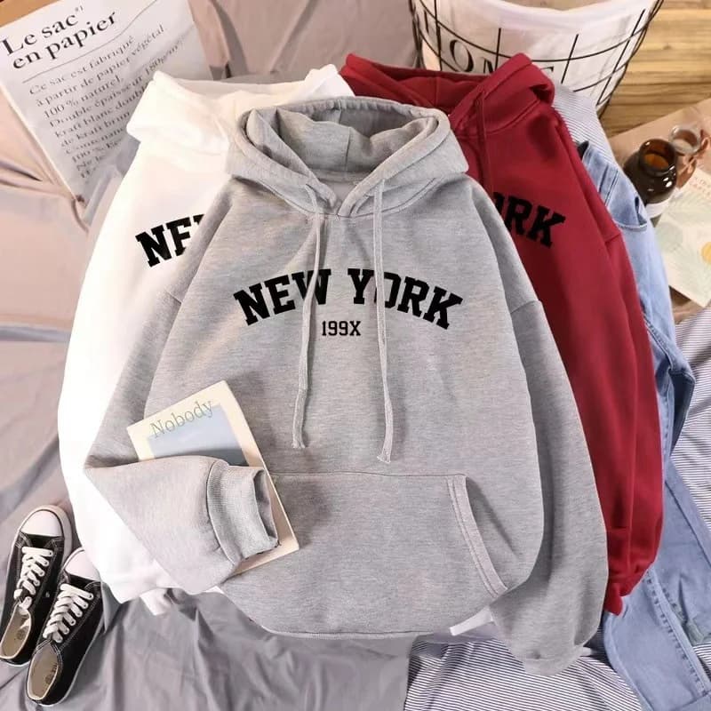 Women's Oversized Fleece Hoodie with NY Graphic