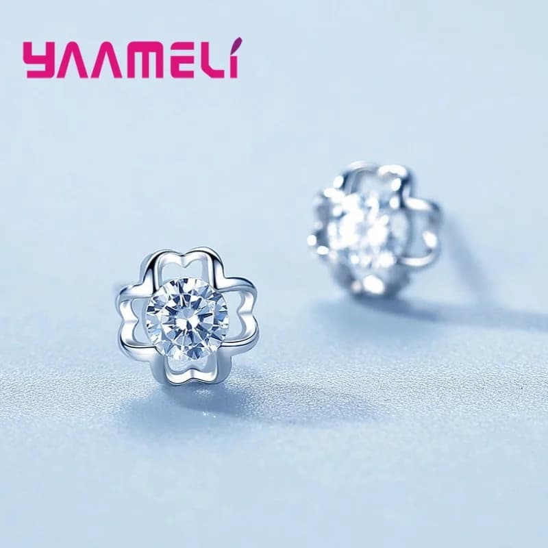 Cubic Zirconia Stud Earrings in Sterling Silver