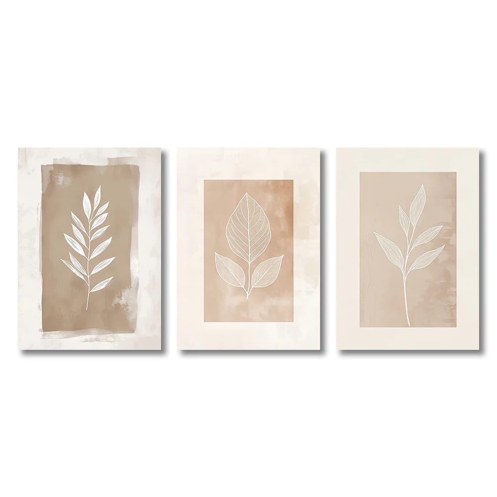 Minimalist Boho Fern Canvas Posters Set of 3