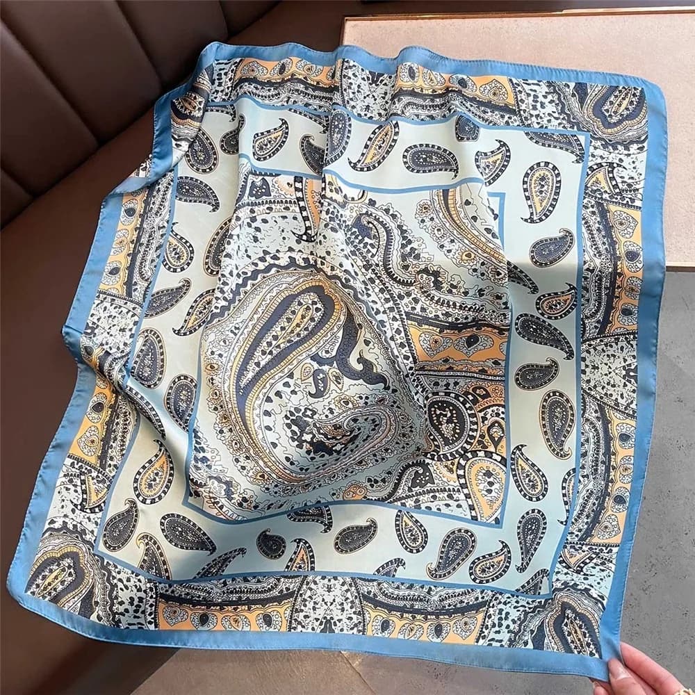 Square Silk Scarf with Lemon Print