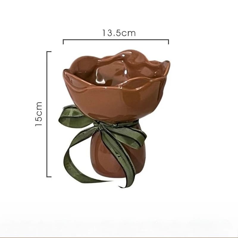 Rose-Shaped Ceramic Vase