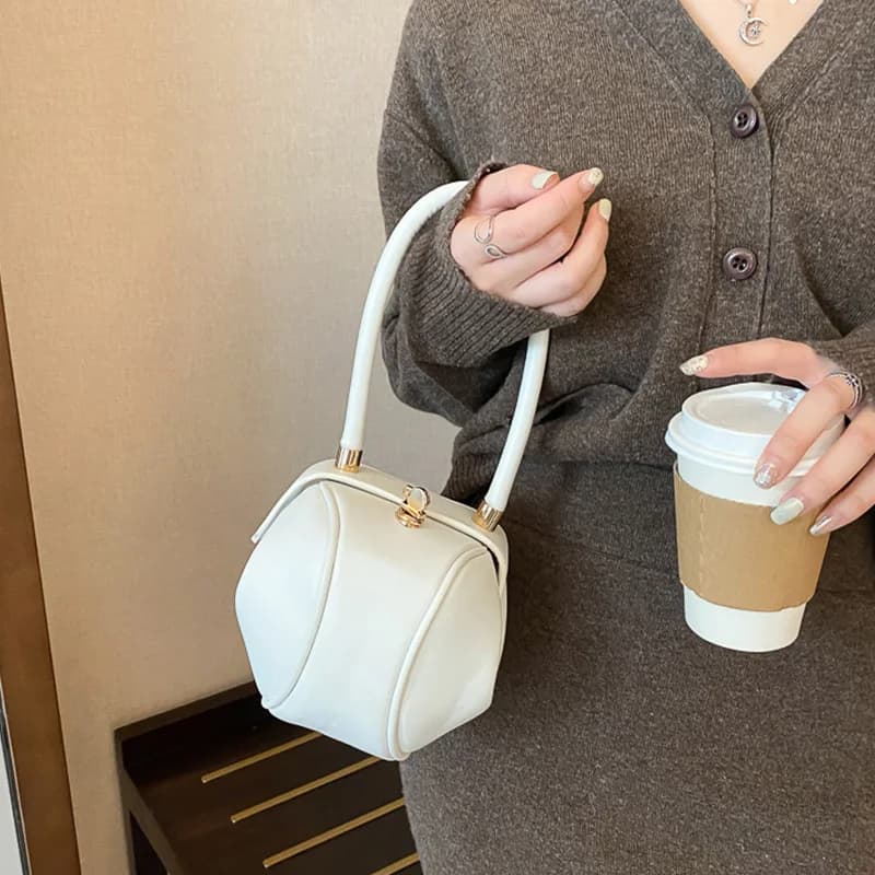 Luxury Designer Round Shoulder Bag PU Leather