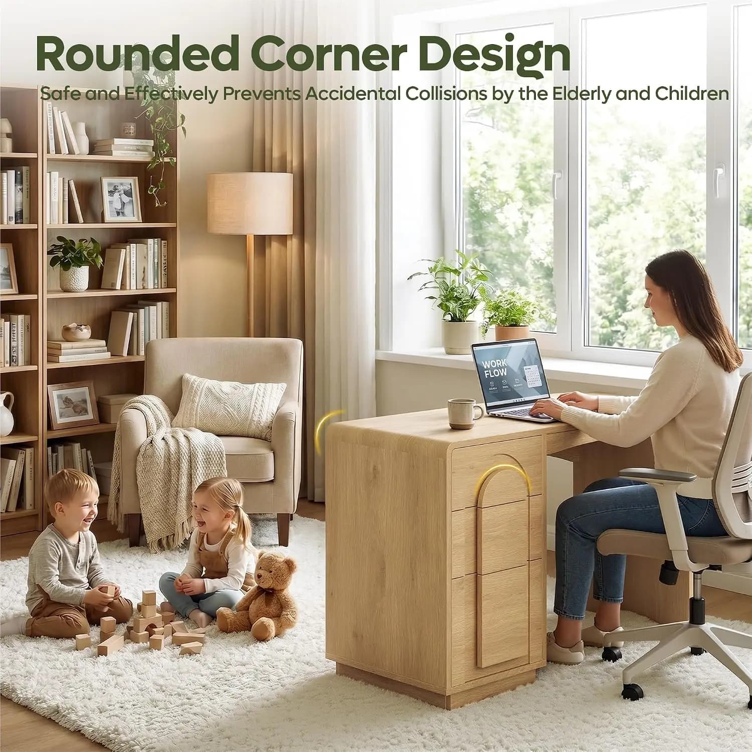 Home Office Desk 47" With 3 Drawers Executive Style Oak, Customized