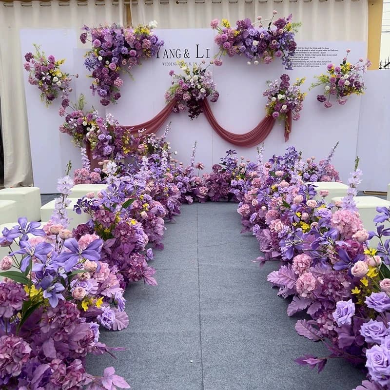 Outdoor Wedding Decoration Artificial Flowers Floral Backdrop Arrangement Home Decor Hanging Flower Row Road Lead Flower Ball