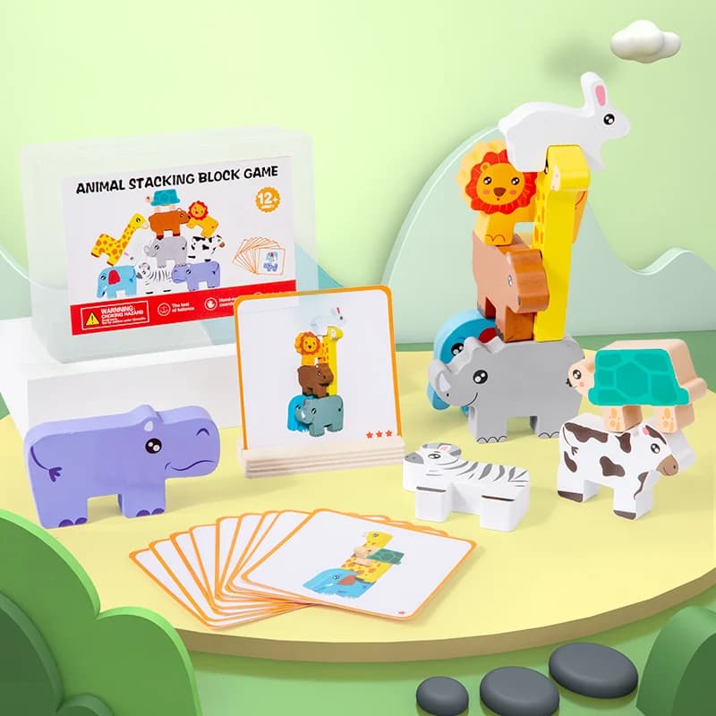Wooden Animal Stacking Block Balance Puzzle Toy