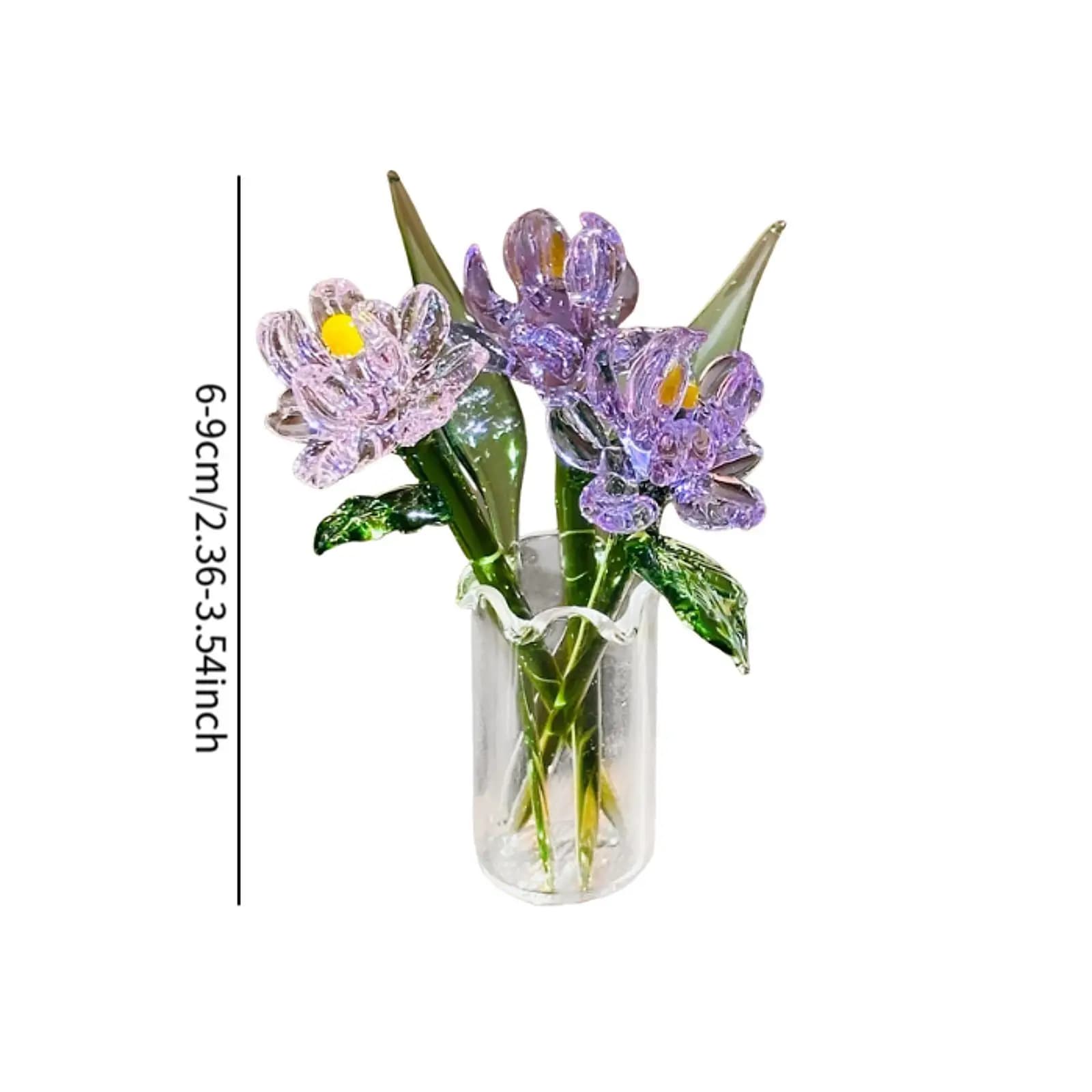 Glass Flowers Figurine with Vase
