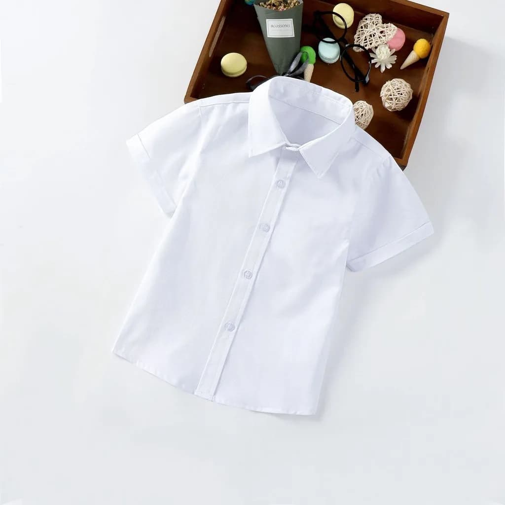 White Cotton Polo Shirt for Boys