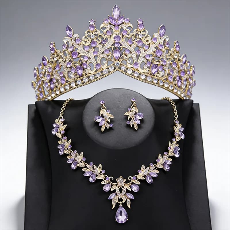 Bridal Jewelry Sets for WomenTiaras and Necklace Earrings Sets for Wedding Dress Party Birthday Costume Accessories