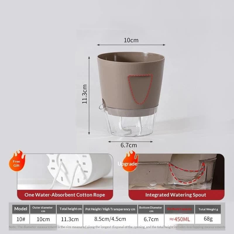 Self-Watering Plant Pot with Water Level Indicator