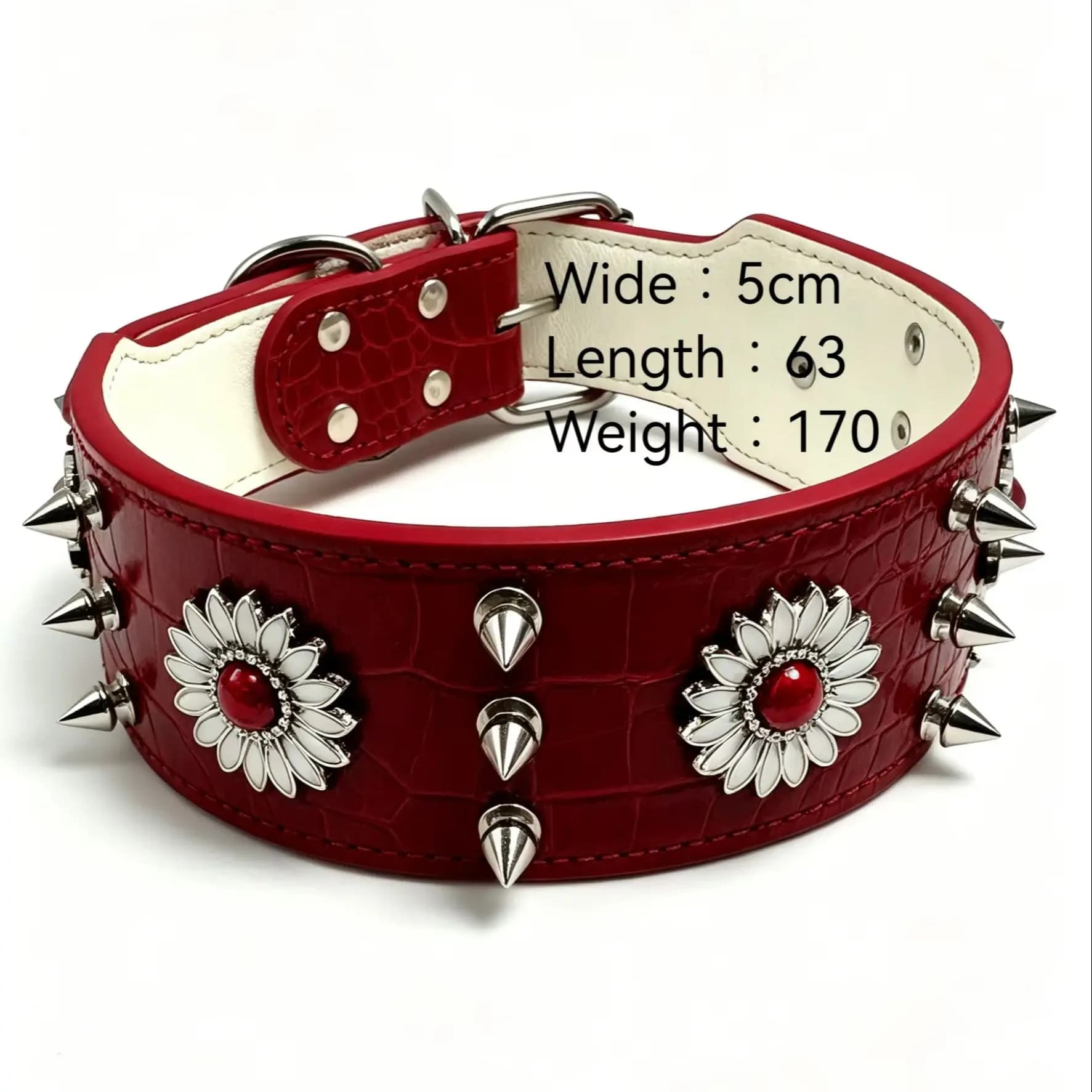 1 piece of dog collar with rivets, red, fashionable, cool, street punk style, suitable for daily outings and play