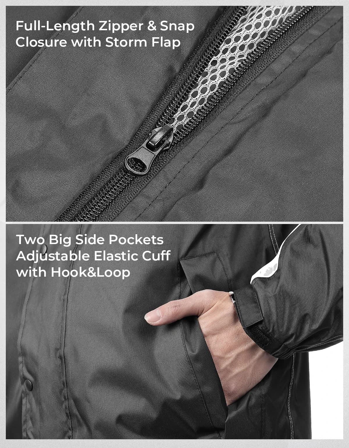 Men's Waterproof Rain Suit with Reflective Strips