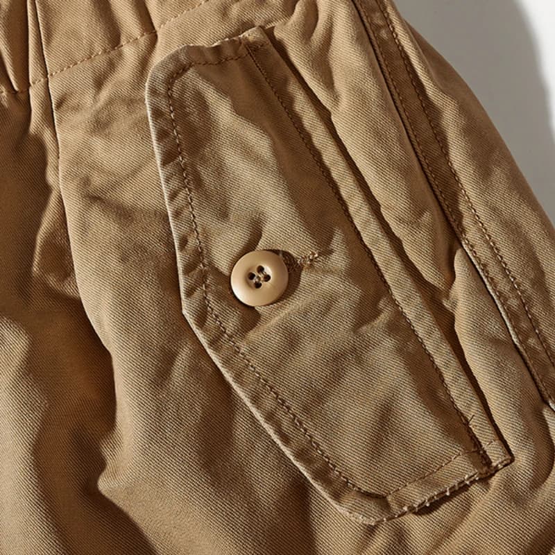 Men's Khaki Loose Straight Pants with Drawstring