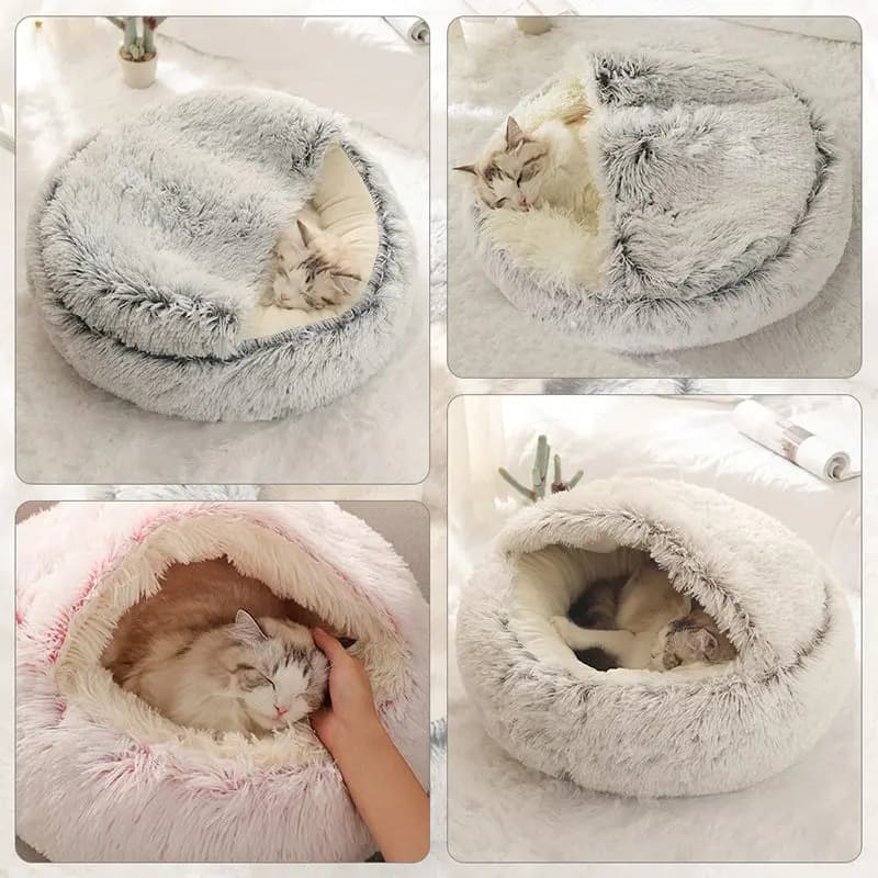 Round Plush Pet Bed with Cover