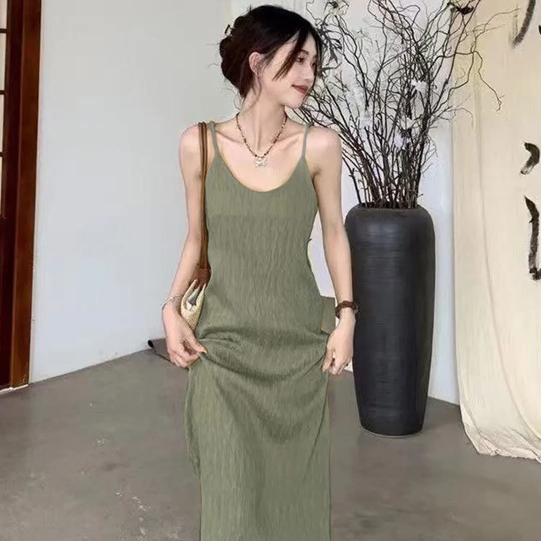 Summer French Style Adjustable Maxi Dress