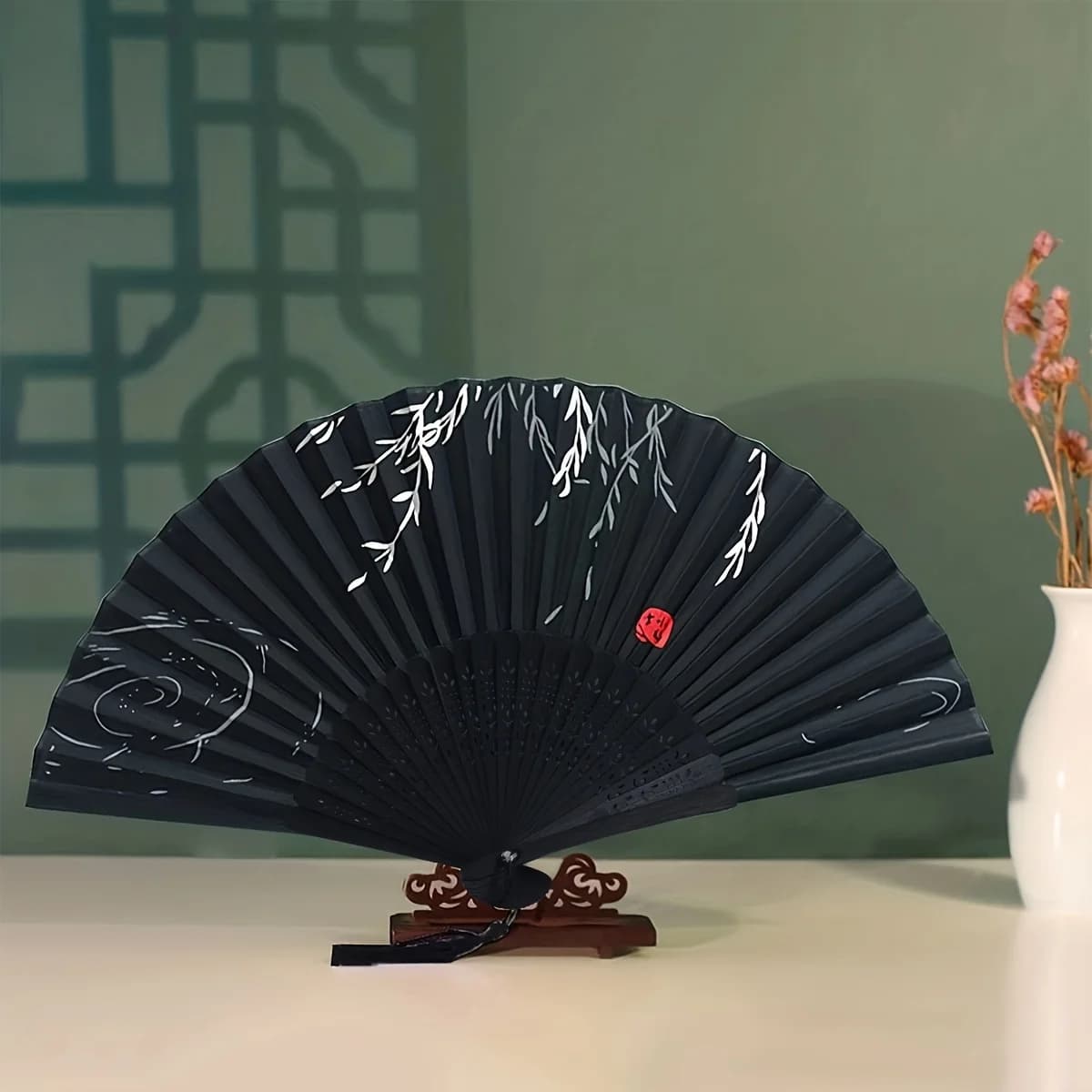 Elegant Wooden Folding Hand Fan