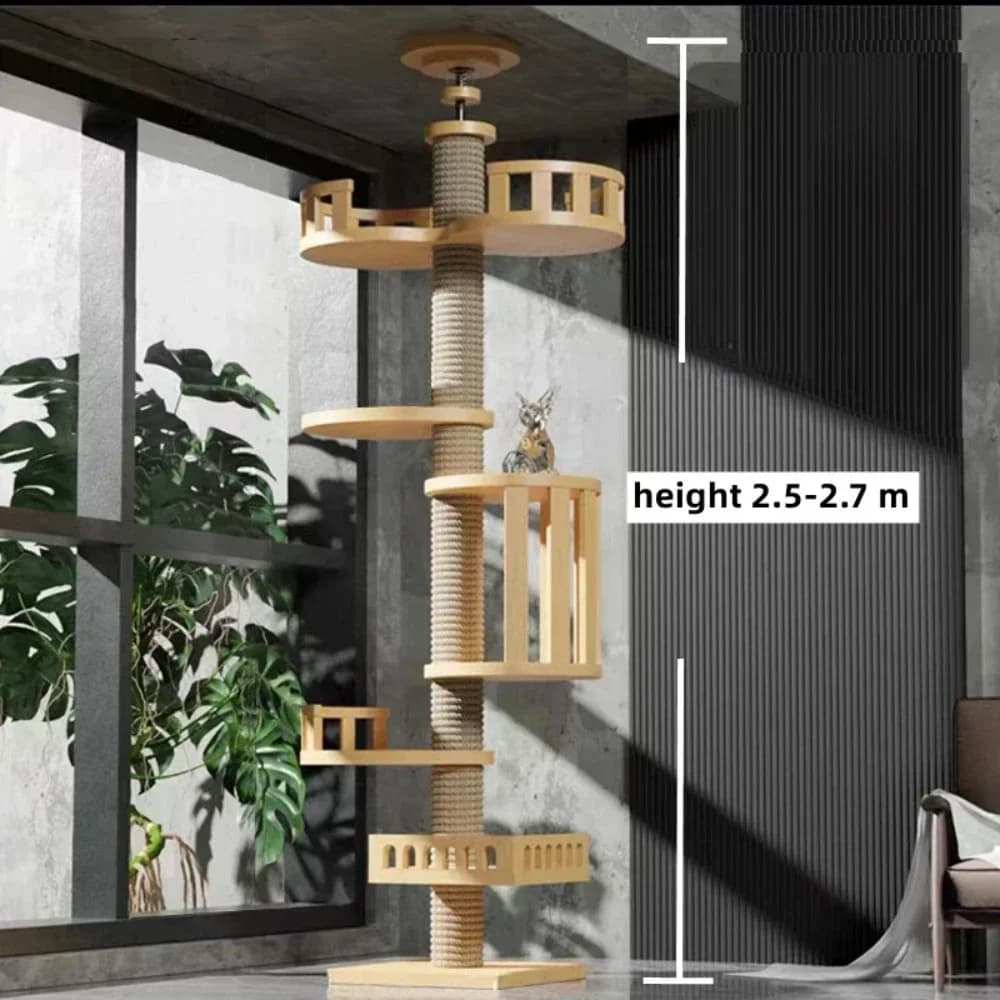 Adjustable Multi-Level Wooden Cat Climbing Frame