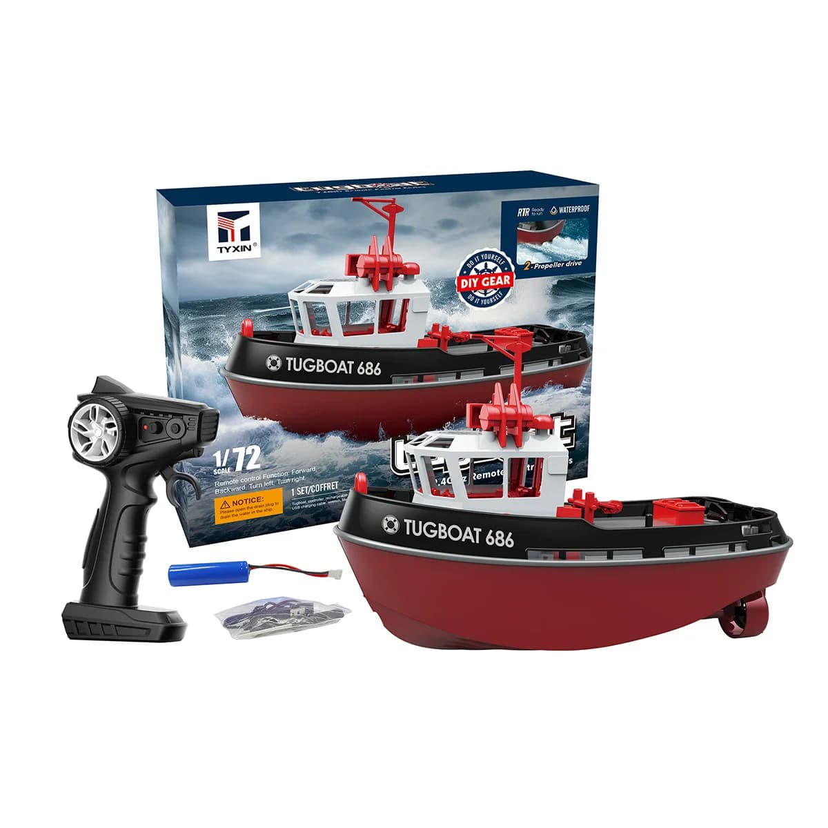 RC Tugboat with Dual Motors 2.4G Remote Control