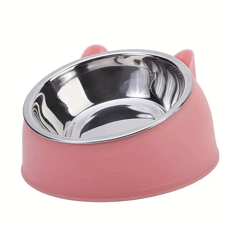 Stainless Steel Cat Ear Dual Bowl Feeder