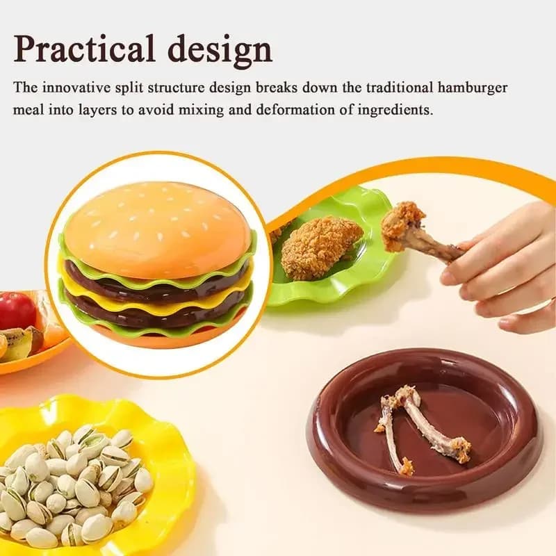 Stackable Hamburger Plate Set