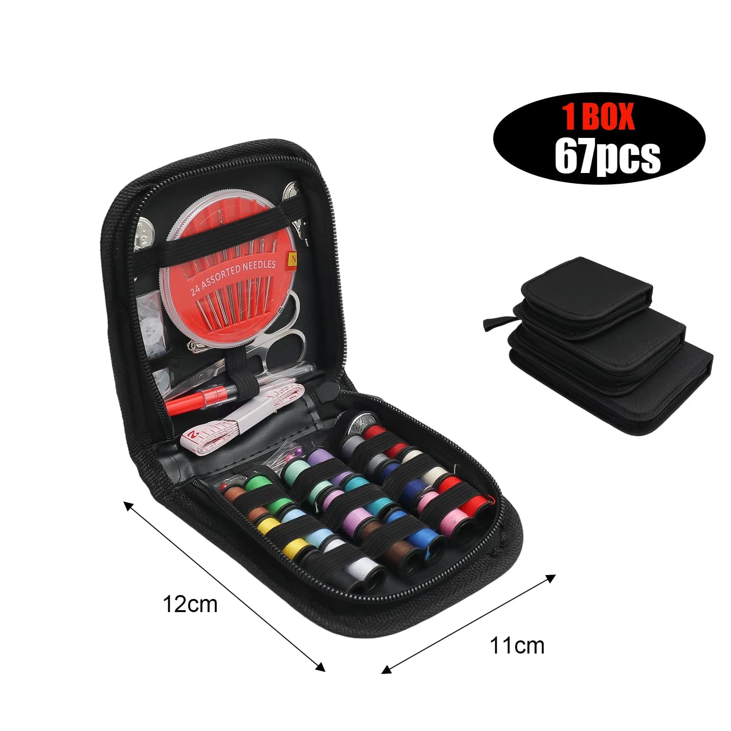 Sewing Kit with Threads Needles Scissors Measuring Tape Portable Travel Home DIY Crafts Hand Repair Embroidery Sewing Tools
