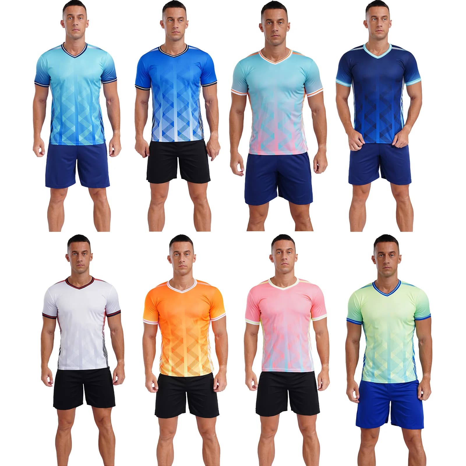 Men's V-Neck Graphic Print Training Uniform Set