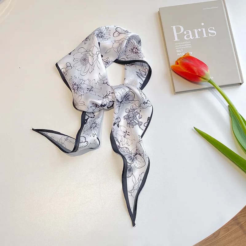 Watercolor Floral Satin Hair Scarf
