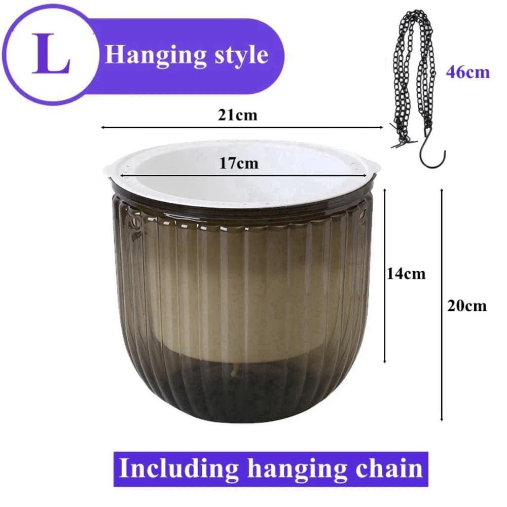 Garden Decoration Self-watering Flower Pot Plant with Drainage Holes Hanging Flower Pots with Chain Lazy Planter Home Decor
