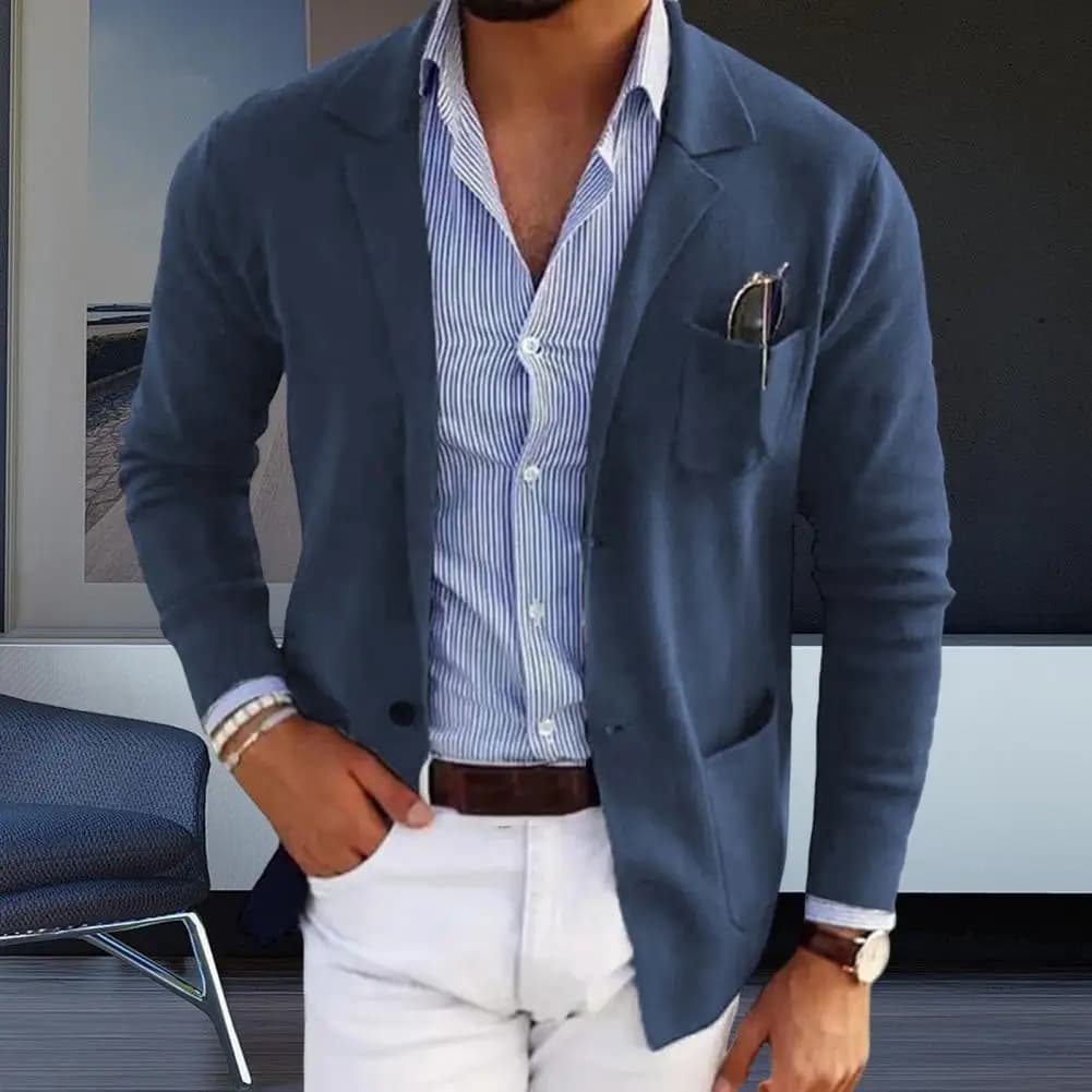 Men's Single-Breasted Solid Color Blazer