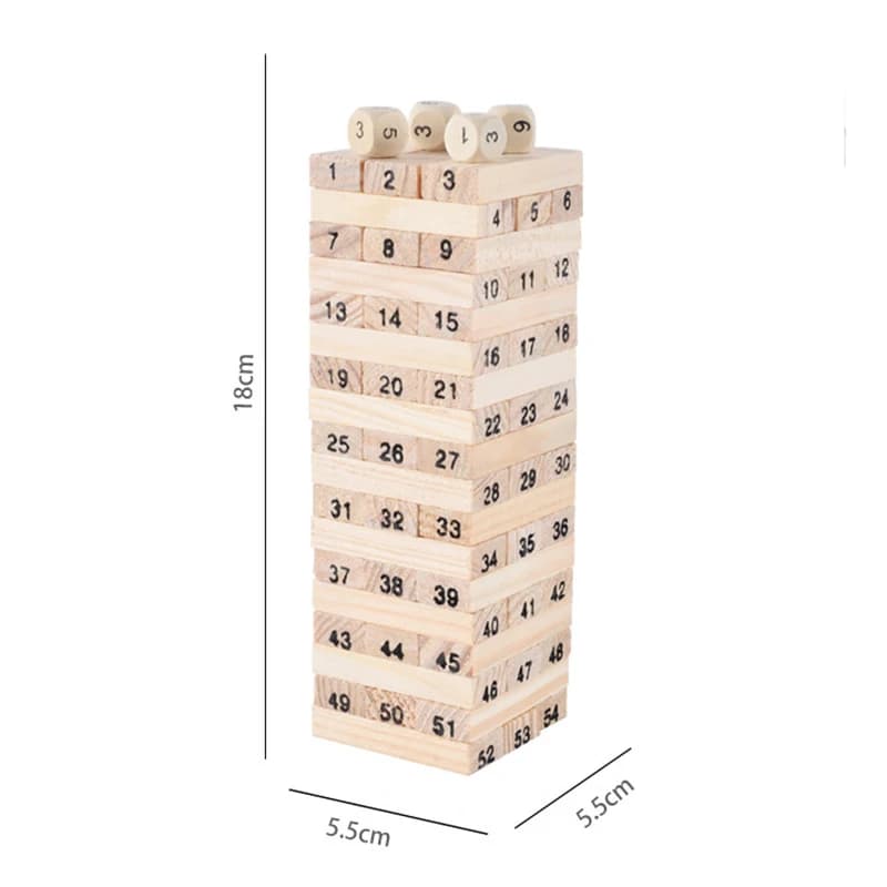 Wooden Block Stacking Game Tower