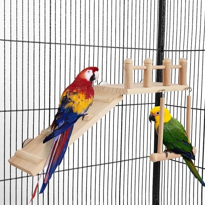 Wooden Bird Platform Swing and Climbing Ladder