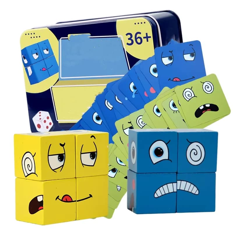 Cube Face Change Wooden Building Blocks Puzzle