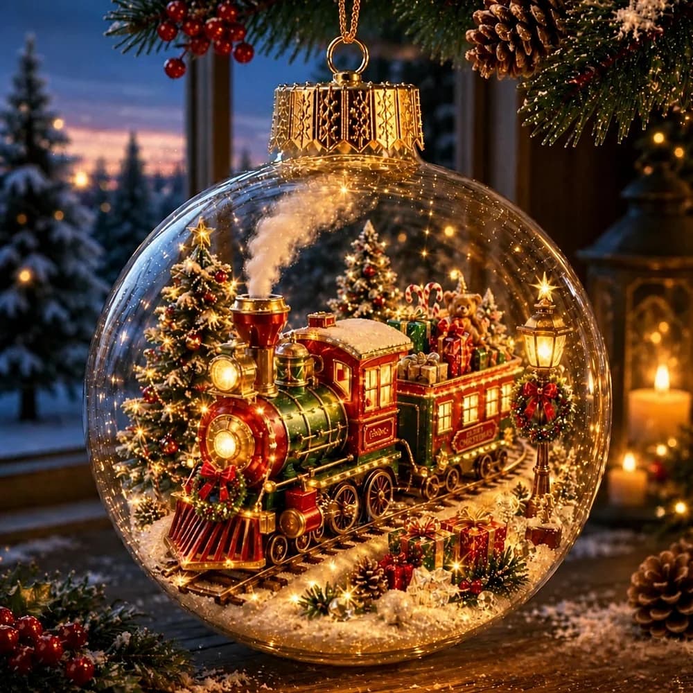 Lighted Glass Christmas Ball Ornament