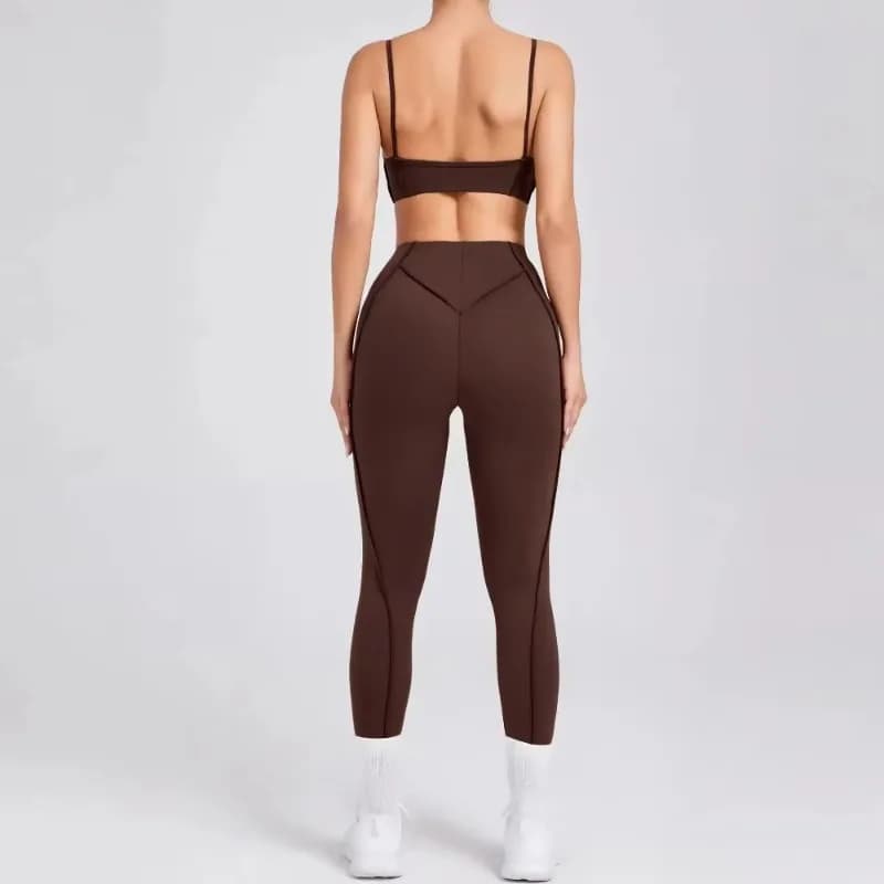 High Waist Leggings and Open Back Sports Bra Set