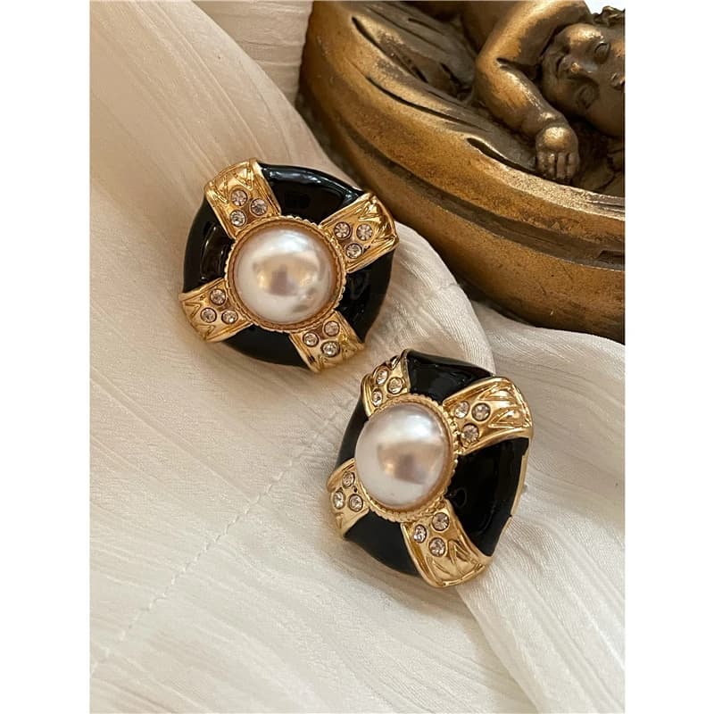 Blue and Gold Vintage Stud Earrings