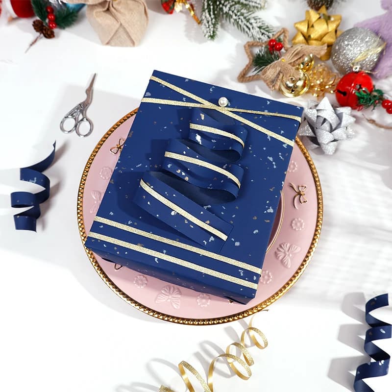 Navy Blue Gold Foil Gift Wrapping Paper Roll