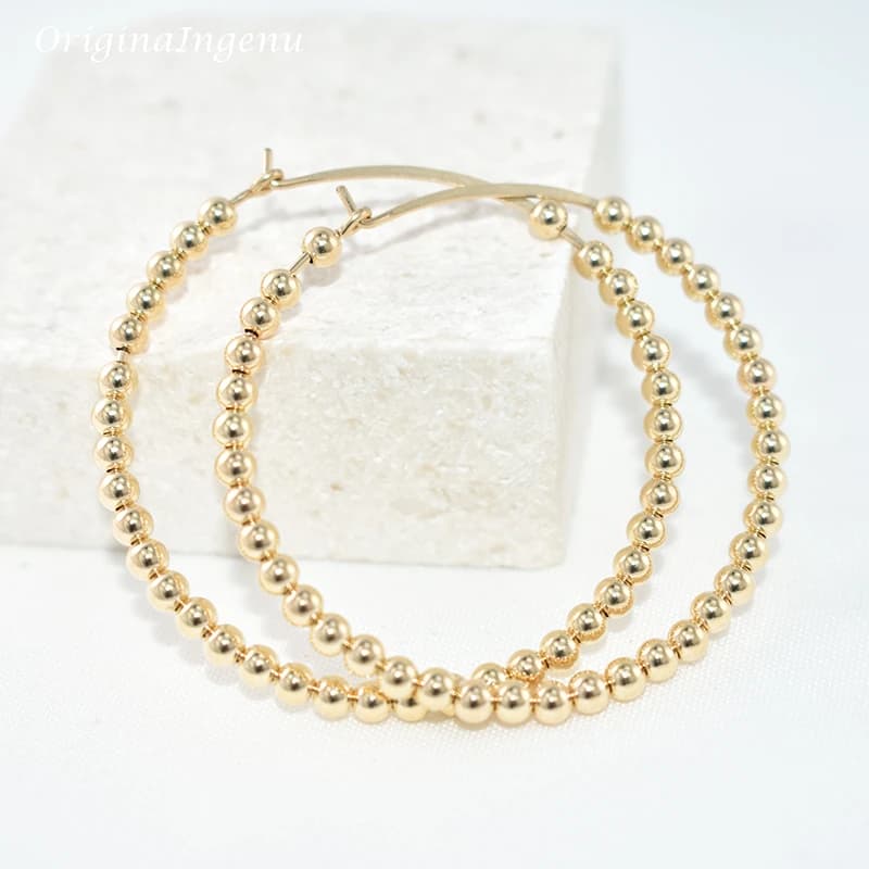 Gold Filled Hoop Earrings with Beads