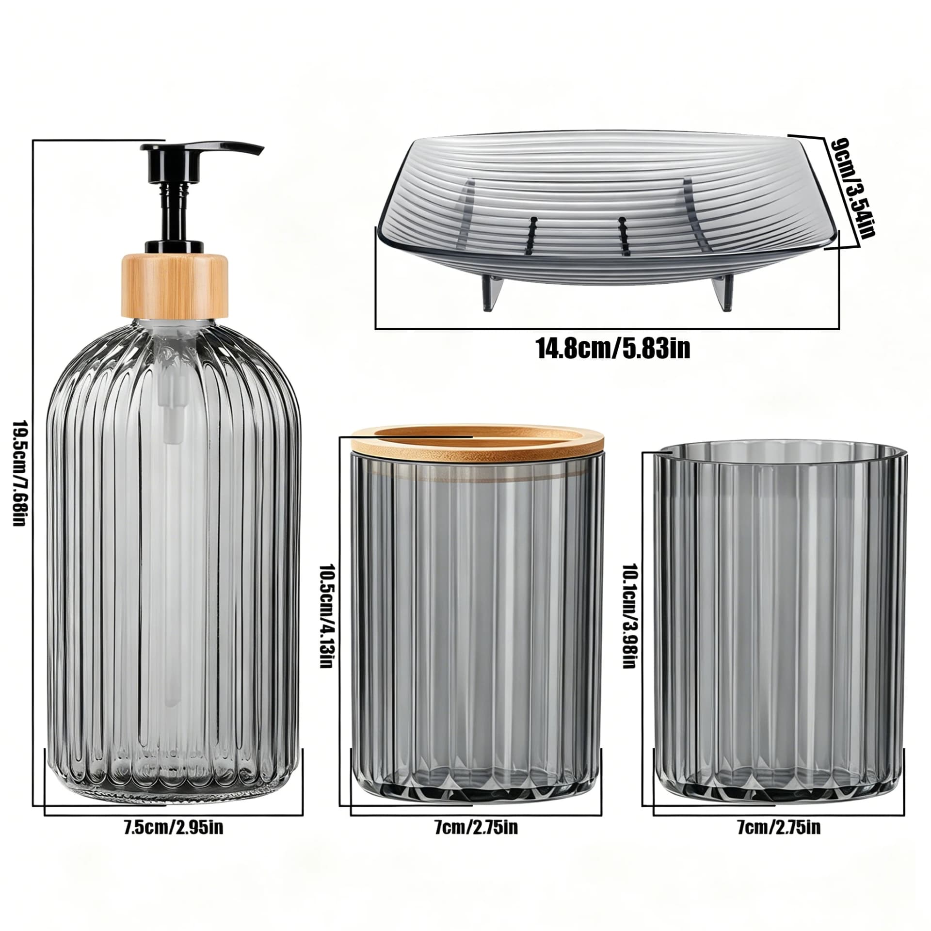 Bathroom Accessories Set, Toothbrush Holders Set Complete with Soap Dispenser, Bathroom Vanity Storage Cups and Cotton Swab Jars