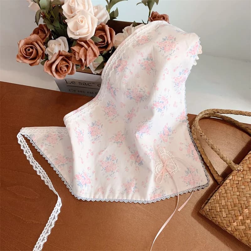 Women's Lace Floral Hair Bow Scarf