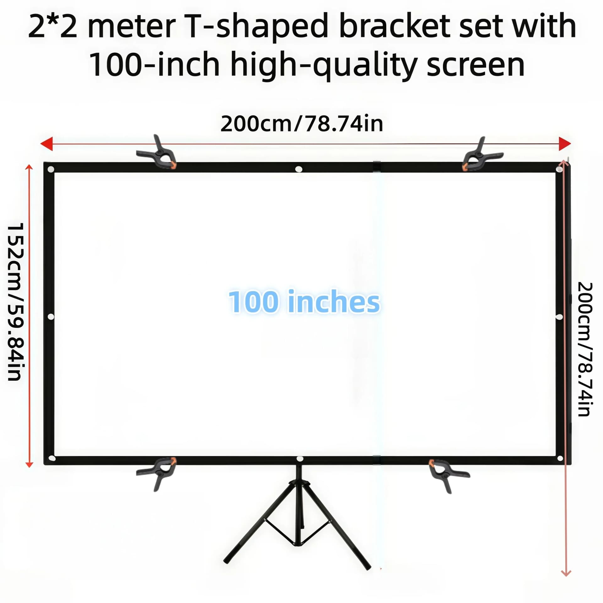 100 Inch Portable Projector Screen with Stand