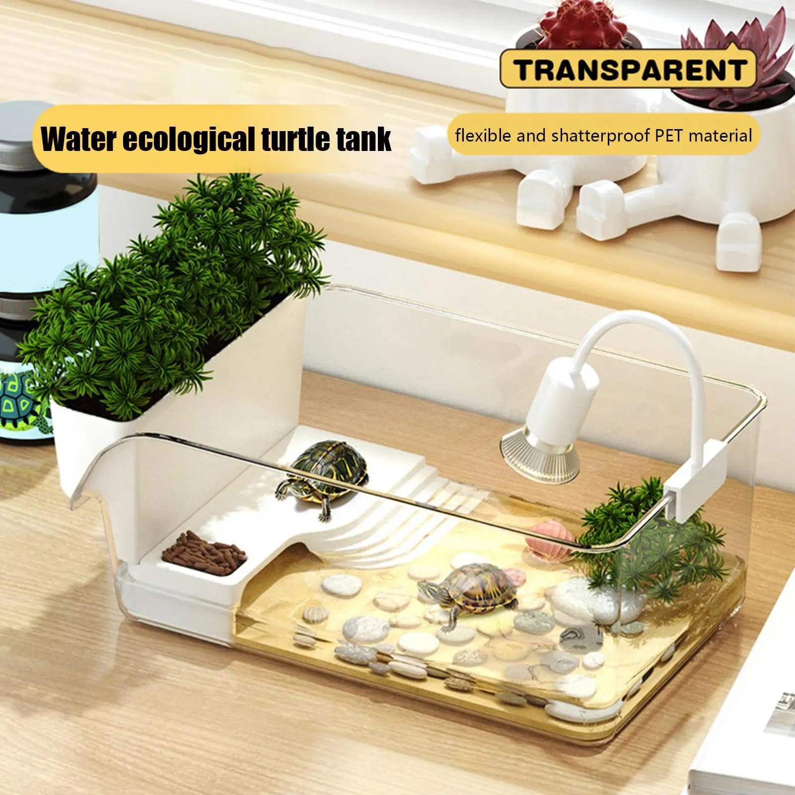 Turtle Tank with Basking Area and Habitat