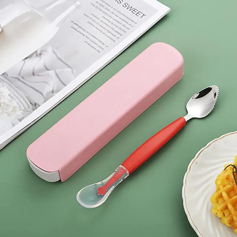 Stainless Steel Baby Spoon Set with Silicone Tips