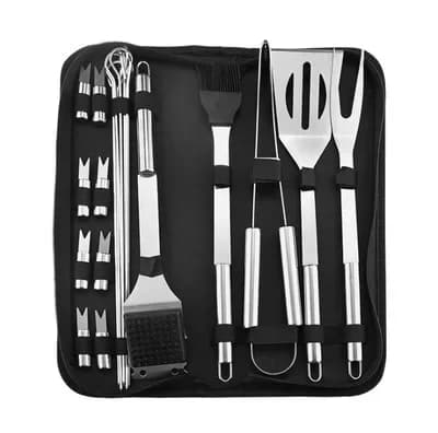 Stainless Steel BBQ Tool Set Portable Cloth Storage Bag Grill Accessories Outdoor Barbecue Camping Cooking
