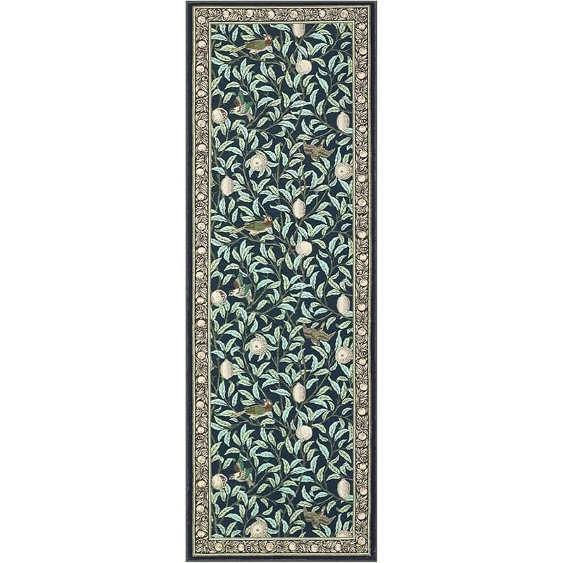 Hallway Carpet Runner Black Floral Non-Slip