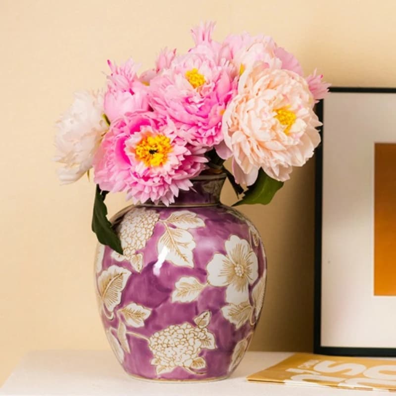 Retro Ceramic Vase with Artistic Patterns